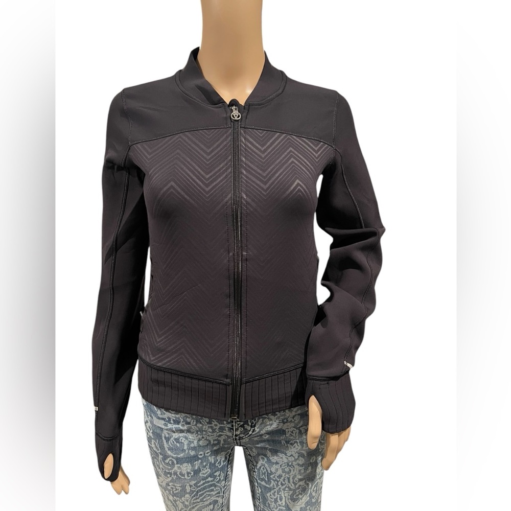 Ivivva Lululemon Black Chevron Scuba Bomber Jacket Size 12